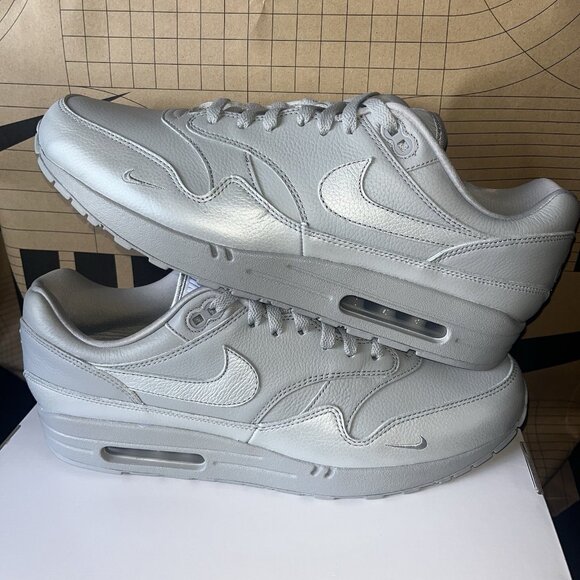 NEW Nike By You Air Max 1 Triple Gray Silver HQ3714-900 Men's Size 13 - Picture 1 of 7